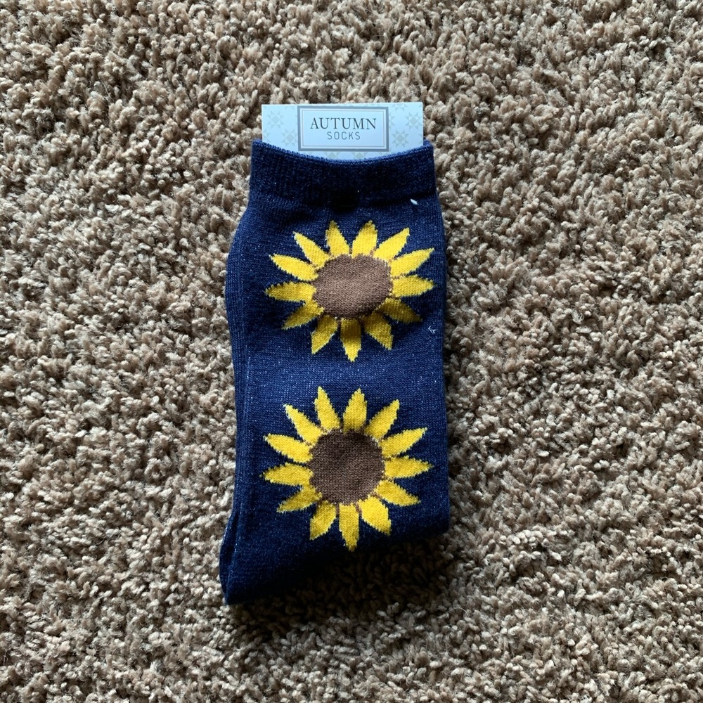 Sunflower Print Ankle Socks